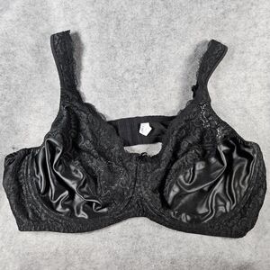 VTG Playtex Body Language Underwire Bra Black Floral Satin 4309 Size 46C